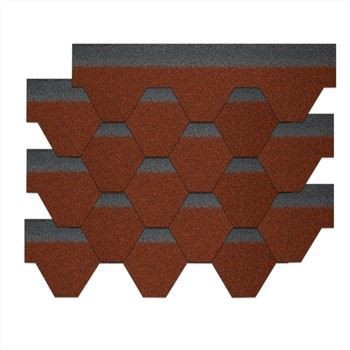 Red Waterproof Asphalt Wave Shingles Roofing Tiles